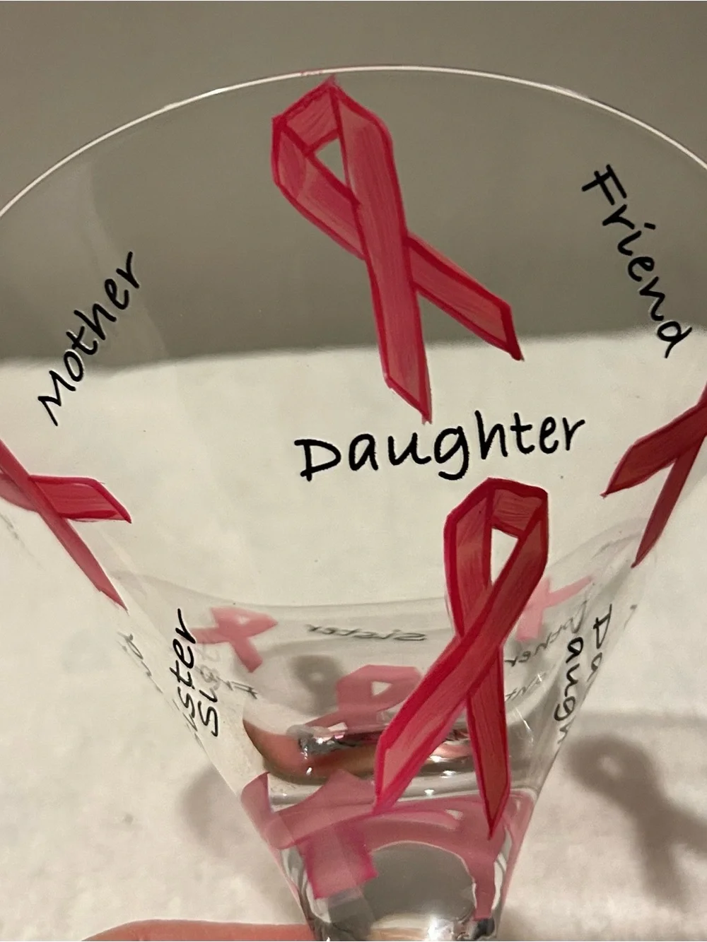 Lolita Pink Ribbon Martini Glass with Pink Accents